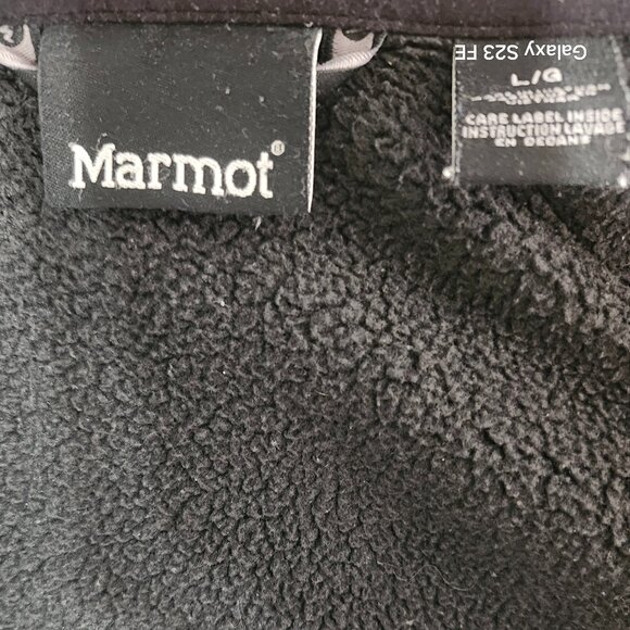 Marmot Men’s Large Full Zip Fleece Jacket Black Outdoor Hiking Warm - Picture 4 of 6